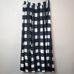 Cato ♡ Women's Flare Skirt Pull On Elastic Waist Black & White Plaid ♡ Size M